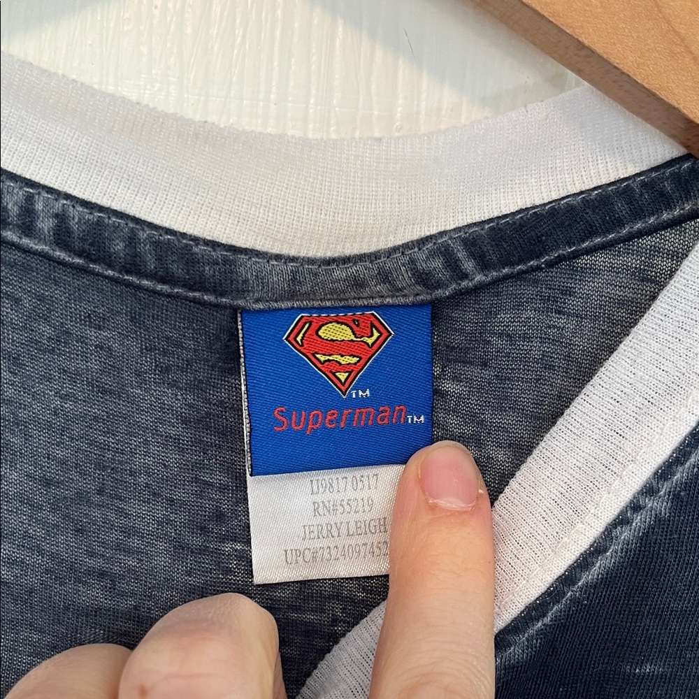 DC Comics Women's Navy Short Sleeve Tee with Red & Yellow Superman Logo - Picture 2 of 5